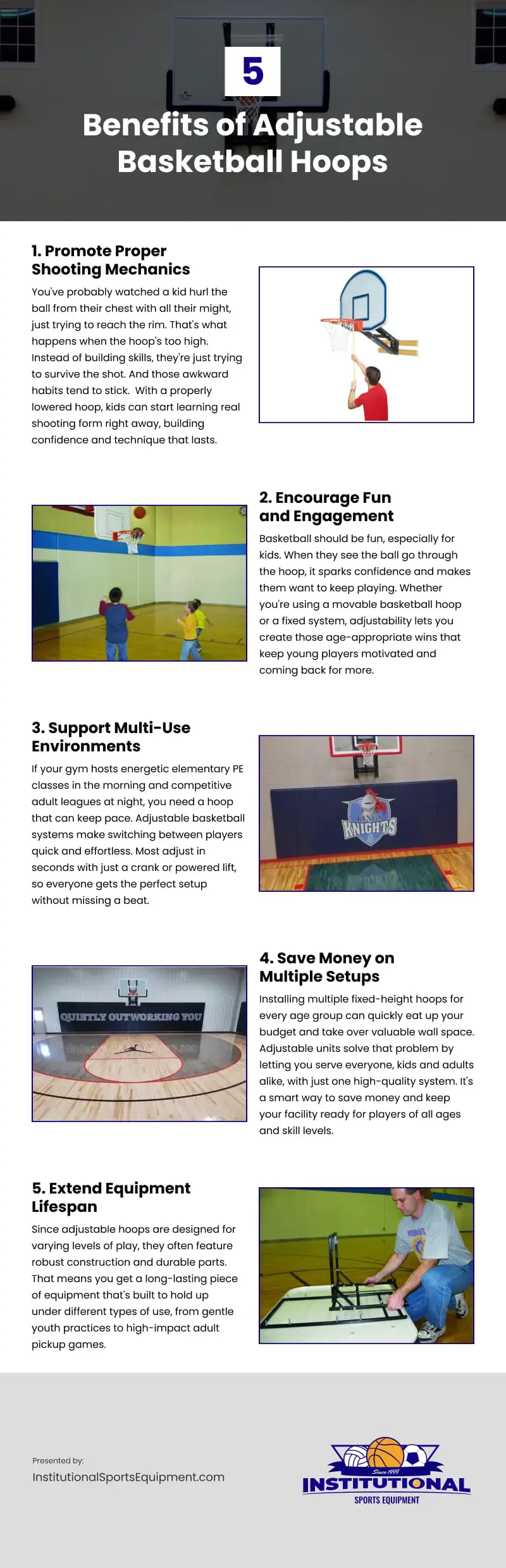 5 Benefits of Adjustable Basketball Hoops Infographic