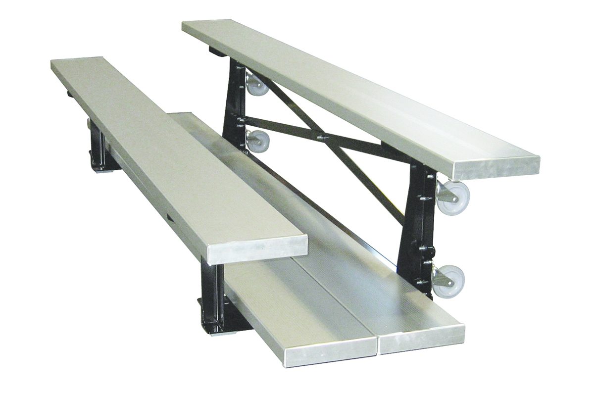 2 Row 15 Foot Tip N' Roll Bleachers - Portable Aluminum Bleacher Seating With Casters