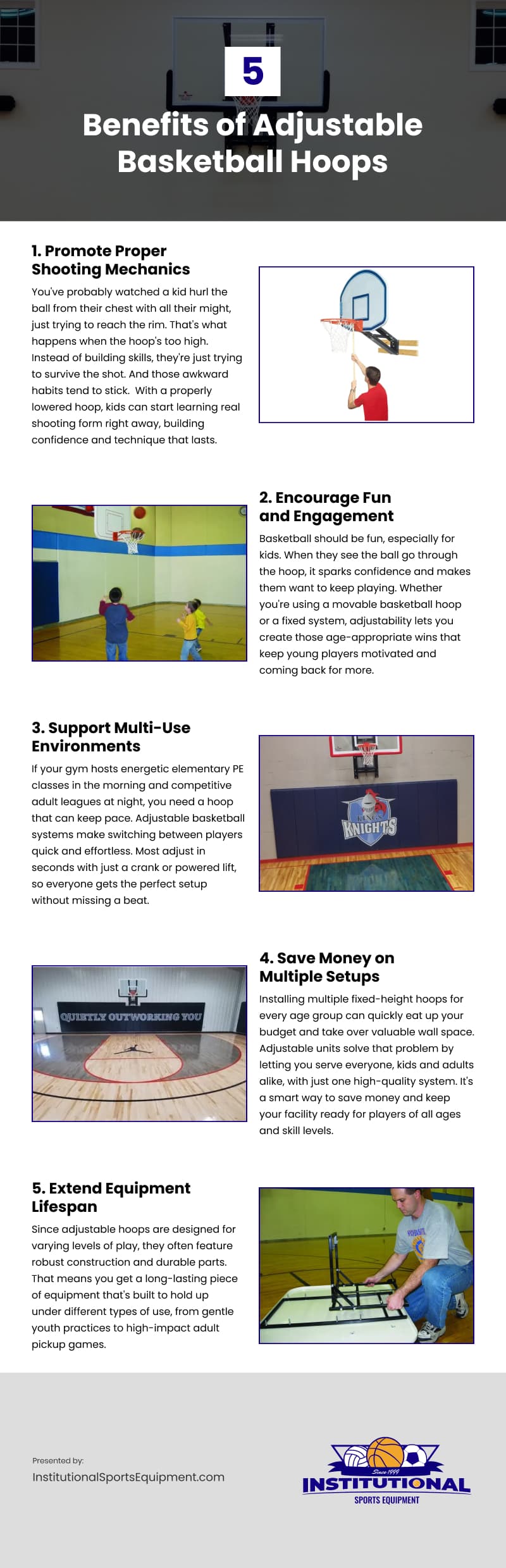 5 Benefits of Adjustable Basketball Hoops Infographic